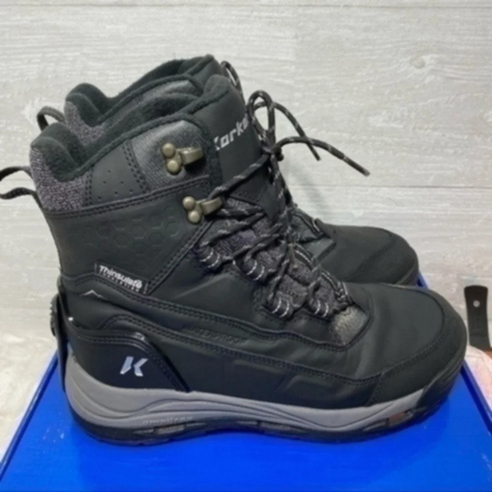 New Korkers Snowmageddon Boots size 9.5 color Black/Gray